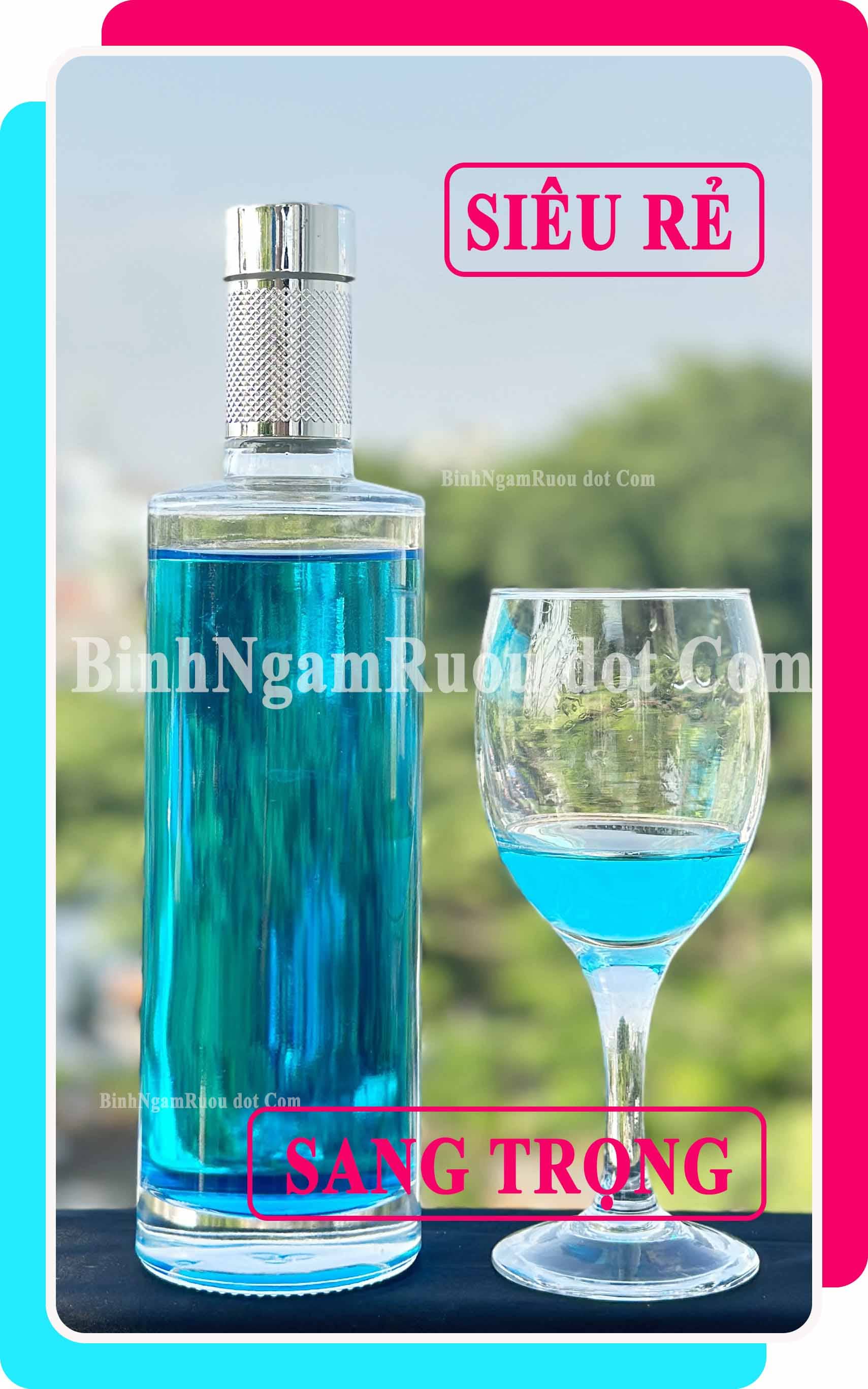 C35 Chai Đựng Rượu Thủy Tinh Trụ Tròn Nắp Bạc Cao Cấp 500ml - Đẹp Cao Cấp - Nắp Kín Thủy Tinh Trong - Tặng Biếu Sang Trọng