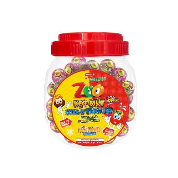 Kẹo mút Zoo Mix vị Coca và Tăng lực hương vị mới - Bibica hũ 540g