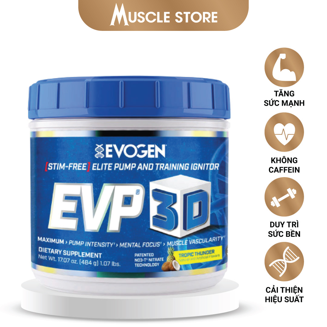 Evogen EVP-3D Pre-Workout (40 Liều), Tăng Sức Mạnh, Sức Bền, Tỉnh Táo Trước Tập, Không Caffein