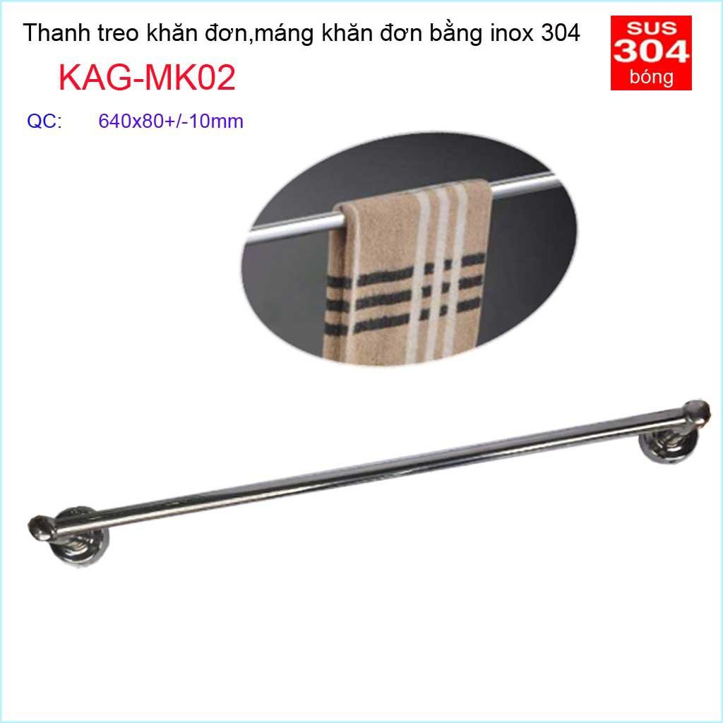 Thanh treo khăn nhà tắm, giá treo khăn Inox, máng khăn inox KAG-MK02