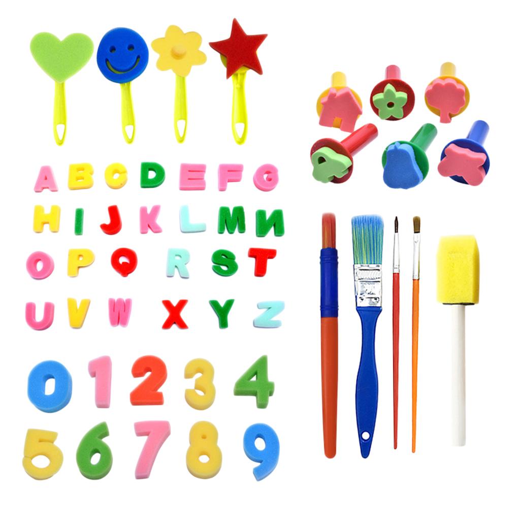 50Pc Sponge Painting Brushes Kids Painting Kits Early Learning Painting Kits