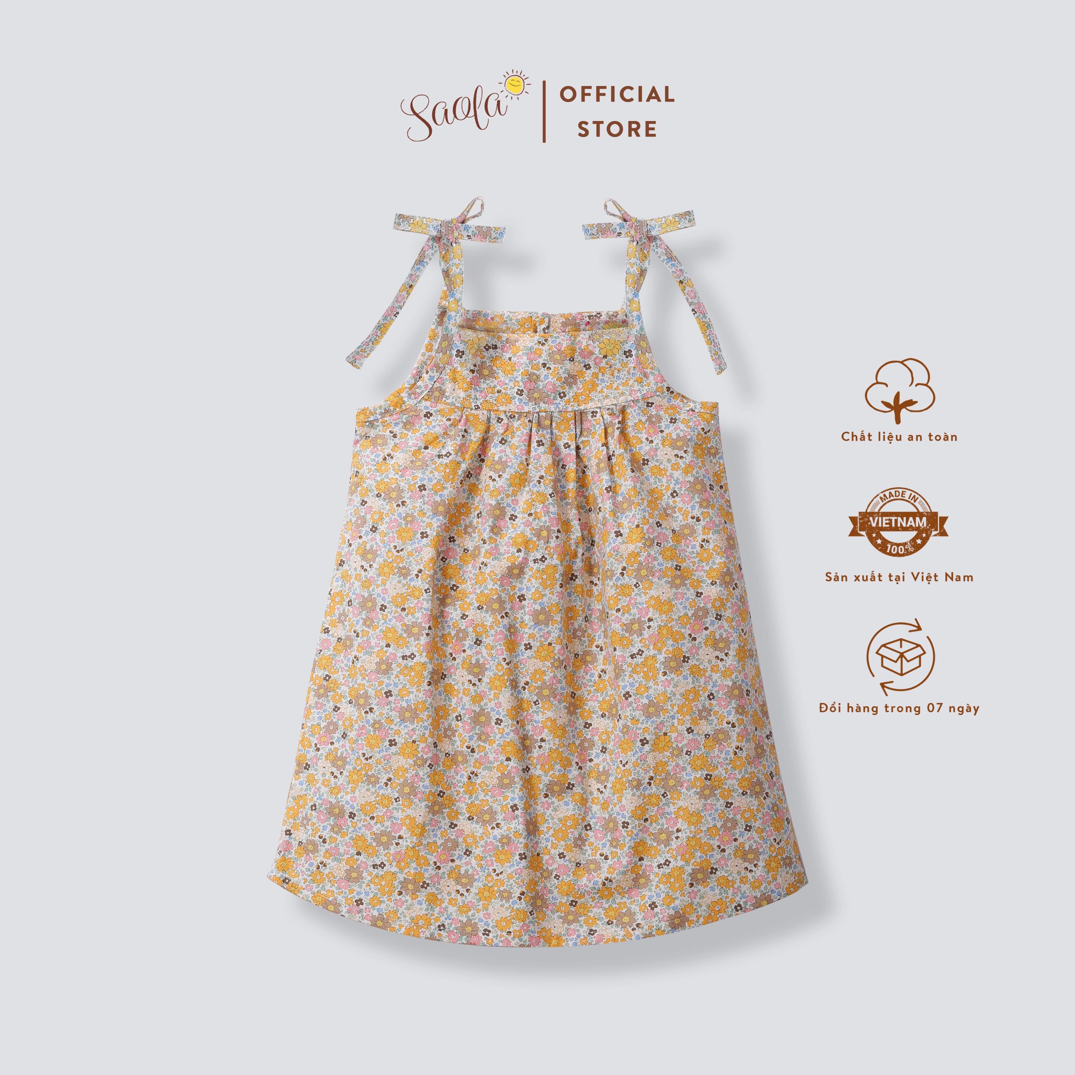 Váy Bé Gái Hai Dây Chất Liệu Cotton Họa Tiết Hoa Nhí Dễ Thương - SAPPHIRE DRESS - DRC039 - SAOLA KIDS CLOTHING