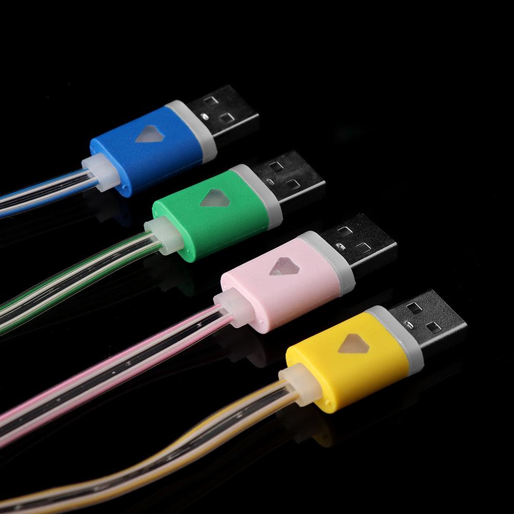 ☆YOLA☆ Glow Charger Cable Colorful Data Sync Micro USB New Charging Smart Phone Android LED Visible Light/Multicolor