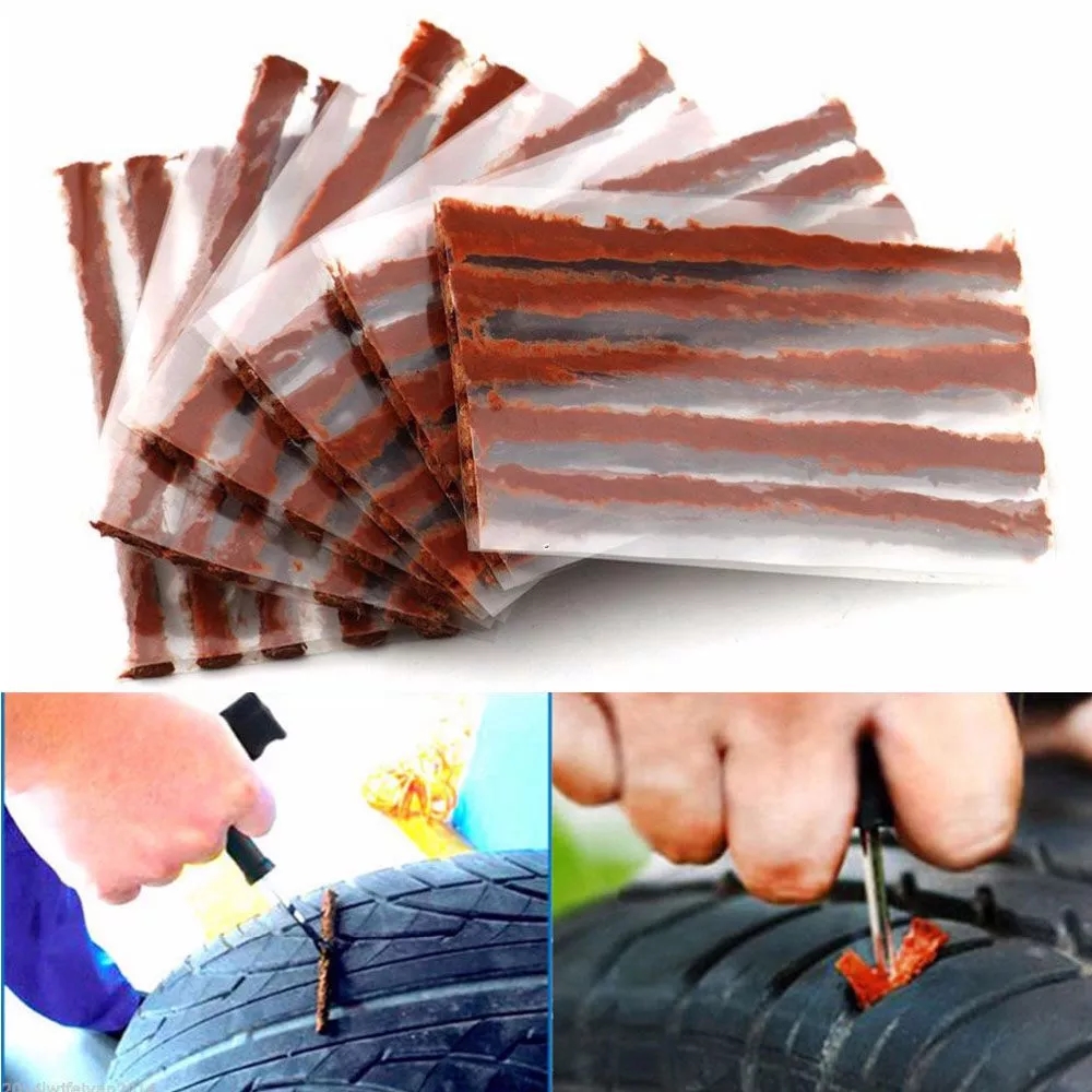 Bộ 15 Dải Keo Cao Su Vá Lốp Xe Không Săm Vá Ngoài và 2 Tuýp Keo Vá Dự Phòng Bị Thủng Dùng Cho Xe Hơi/ Xe Ô tô/ Xe Máy
