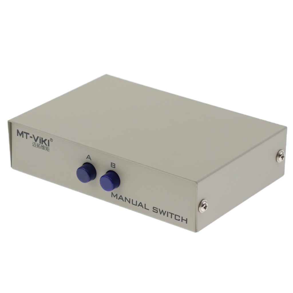 2Pcs PC Printer DB9 Pin 2Ports Manual Serial RS232 Switch Box Metal Housing