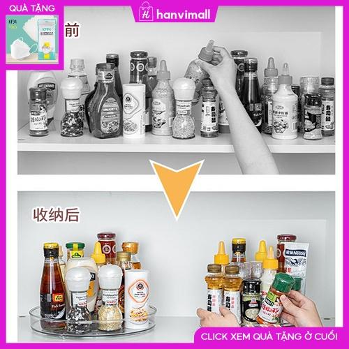 Kệ Đựng Gia Vị Xoay 360 Độ Bằng Nhựa Trong Suốt, Kệ Để Đồ Nhà Bếp, Kệ Mỹ Phẩm xoay Thông Minh Dáng Tròn