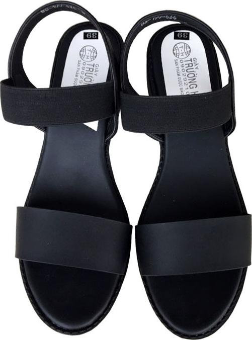 Giày sandal nữ Trường Hải gót vuông 4cm màu đen đế cao su mềm dẻo chống trơn thời trang cao cấp XDN236