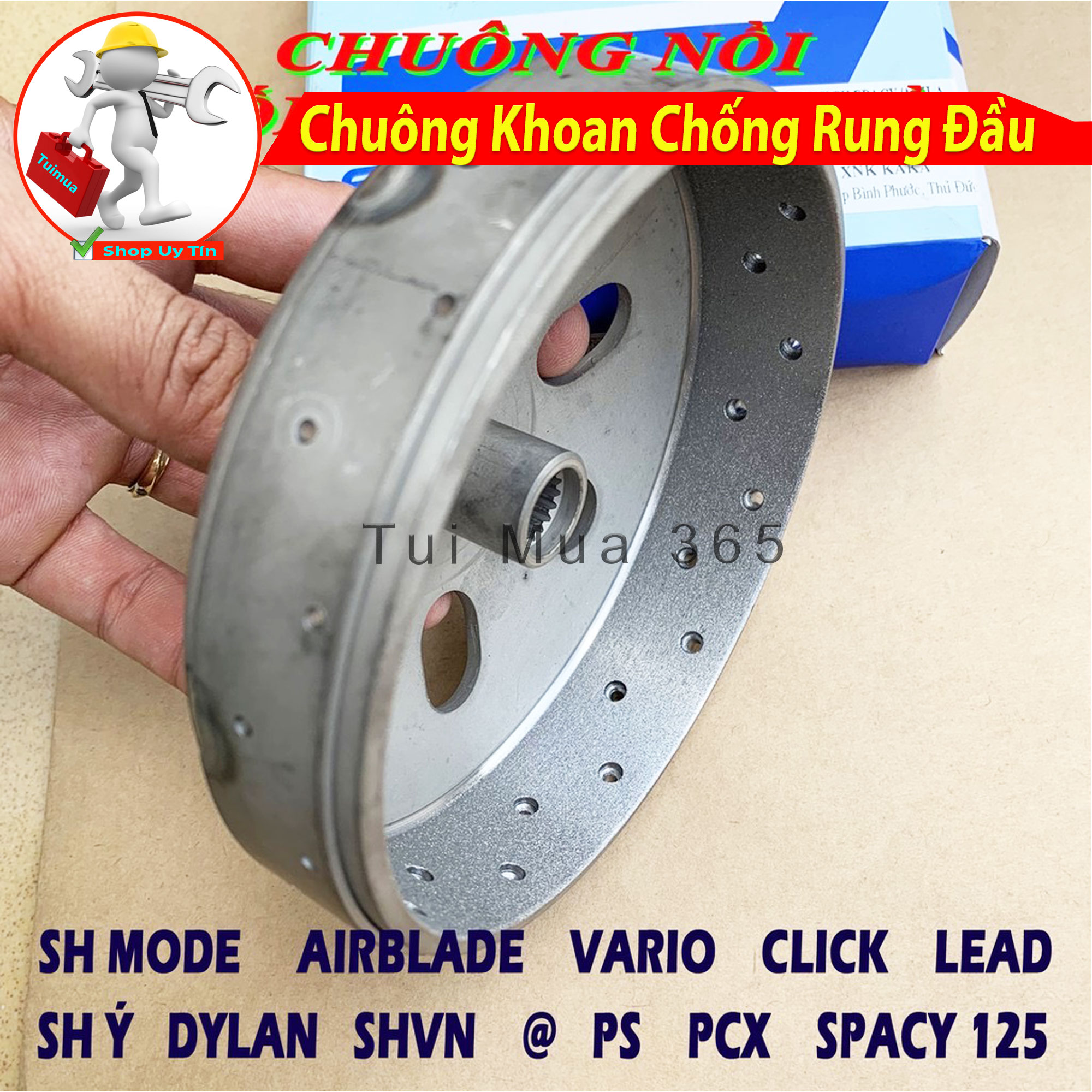 Chuông Nồi Sau Khoan Độ dành cho xe Air Blade 125, Vario, Click 125, PCX, SH Mode