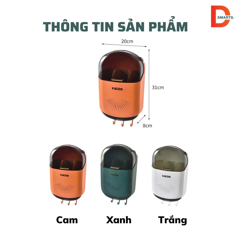 Hộp đựng đũa muỗng có nắp đậy gắn tường, ống đựng đũa treo tường chống bụi tích hợp móc treo