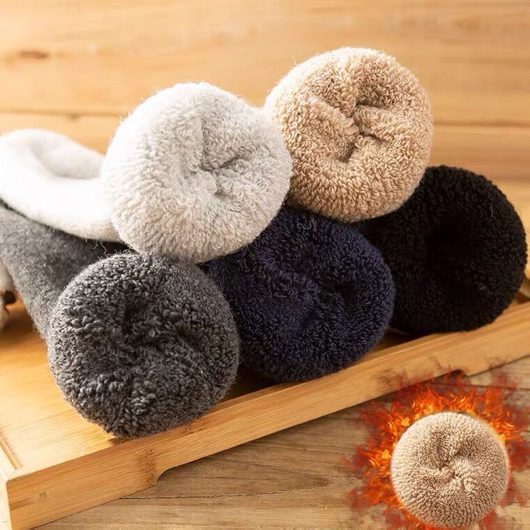 Combo 5 đôi Tất len nam lót bông dày dặn dành cho mùa đông (vớ nam dày lót bông đi tuyết)