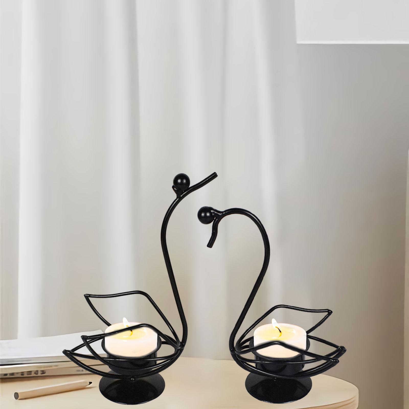 2x Swan Candle Holder Candelabra Elegant Nordic Iron Candlestick Candle Stand for Dining Table Living Room Home Holiday Decor