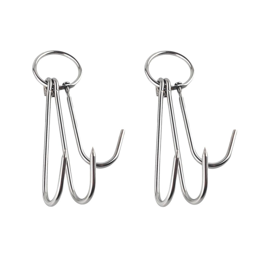 3-Prong Meat Hook Swivel Stainless Sausage Meat Hook Kitchen 0.35x25cm 2pcs