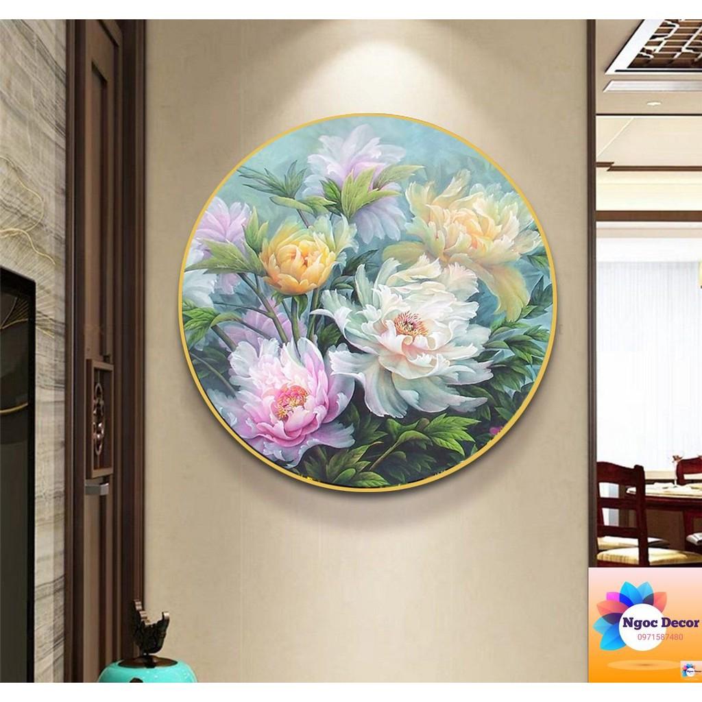 10 mẫu tranh hoa, tranh tròn tráng gương decor trang trí phòng