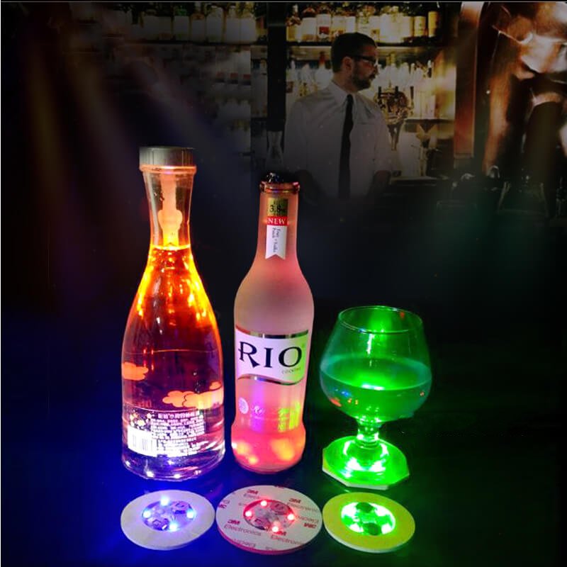 Combo 5 đế Lót Ly có đèn led phát sáng đẹp mắt Party Led Coasters (size 5cm)