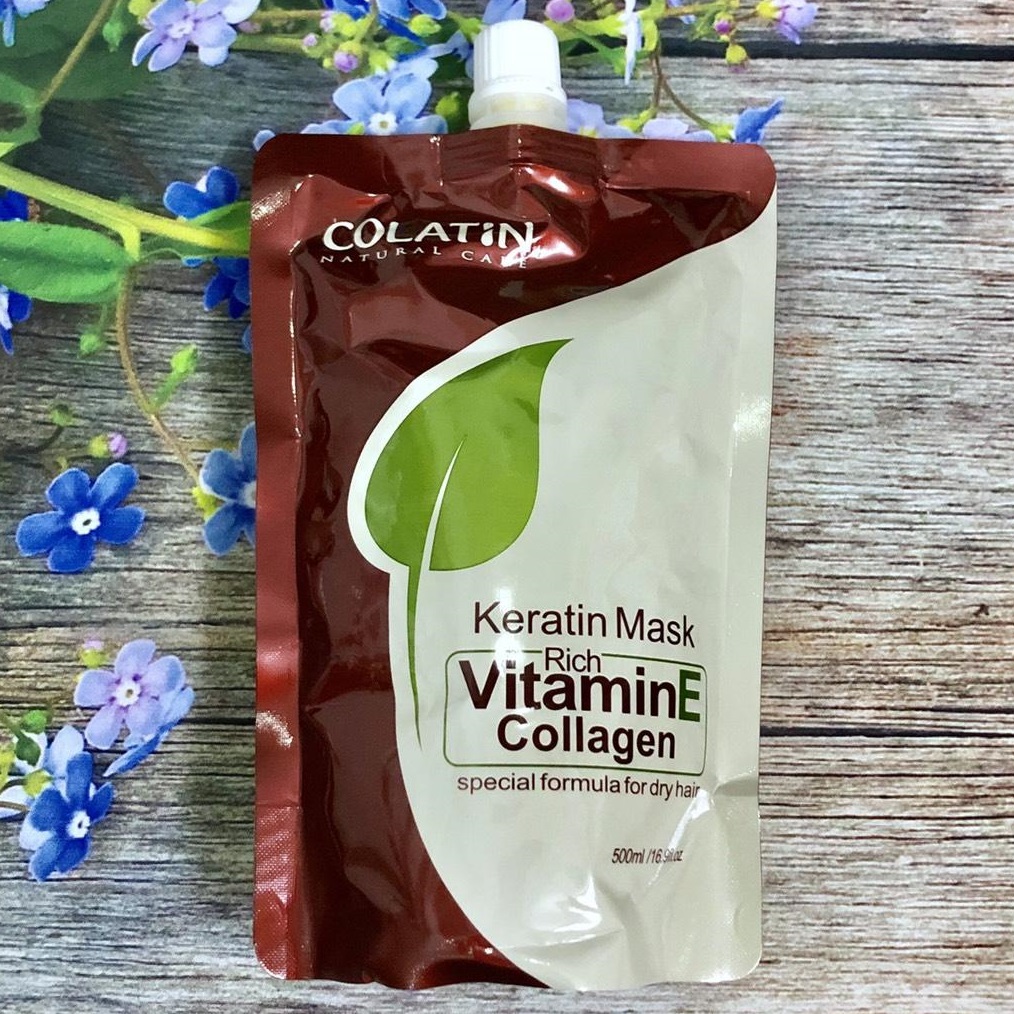 Kem ủ tóc siêu mượt Colatin Keratin Mask Vitamin E 500ml