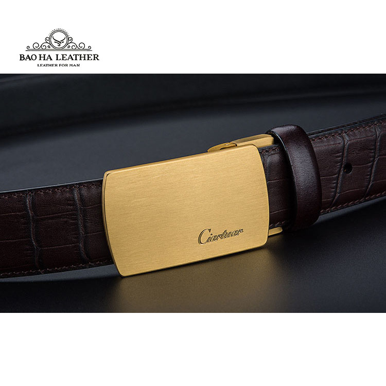 Ciartuar Thắt Lưng Nam Cao Cấp BH1335 Dây Lưng Khóa Bấm Da Bò Thật Vân Da Cá Sấu Sang Trọng Dành Cho Phái Mạnh