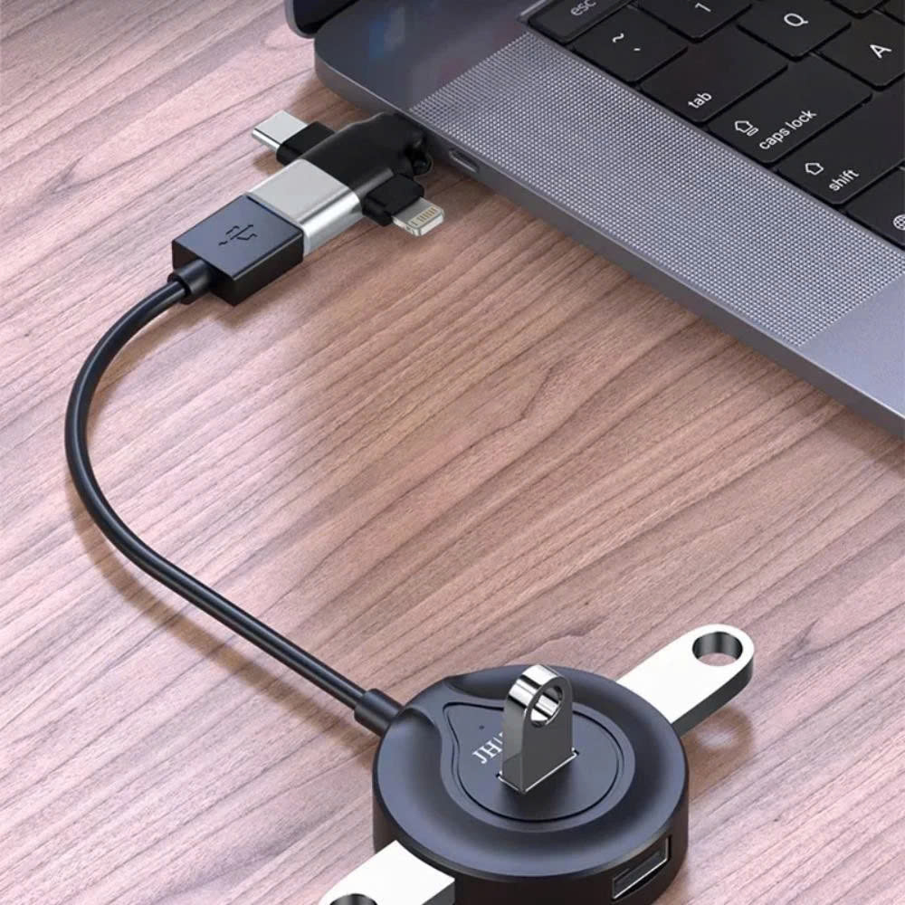 Đầu chuyển đổi 3 trong 1, Bộ chuyển đổi USB 3.0 Type C 3 trong 1, Đầu nối truyền dữ liệu Micro USB IOS OTG - Giao Màu Ngẫu Nhiên - Hàng Nhập Khẩu