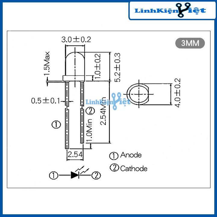 Bộ 20 Led Thu Hồng Ngoại 3mm (Đen)