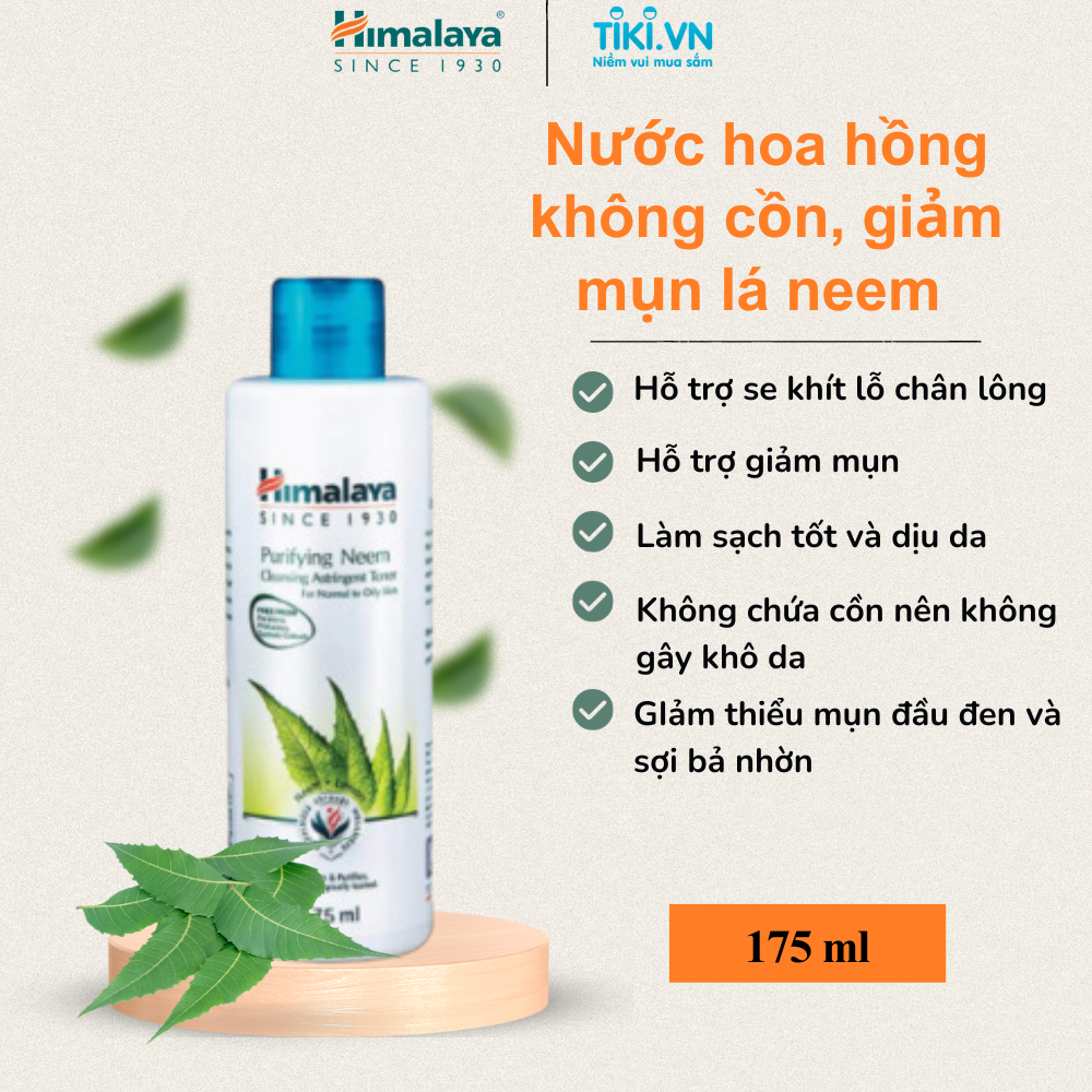 Nước hoa hồng không cồn hỗ trợ giảm mụn Himalaya Purifying Neem Cleansing Astringent 175ml