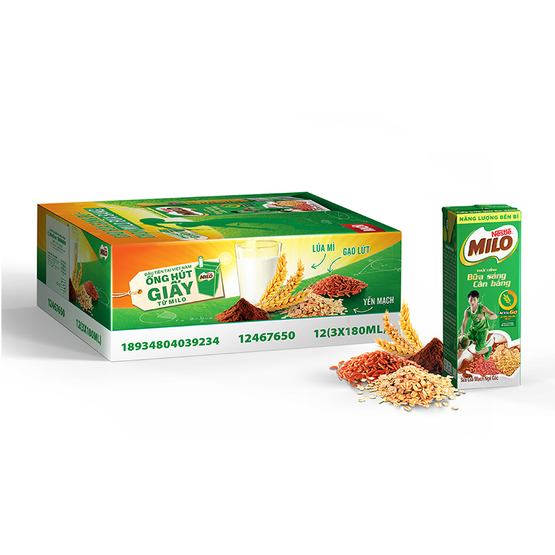 Sữa lúa mạch Nestlé MILO Bữa Sáng Thùng 36 hộp x 180ml - Giao mẫu ngẫu nhiên