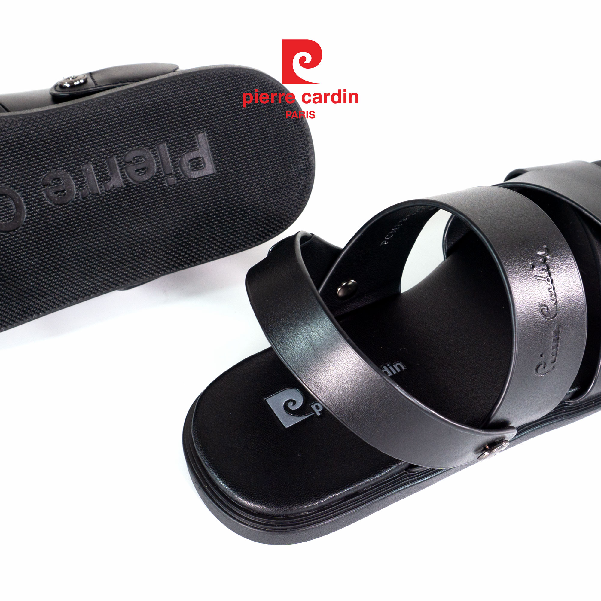 Sandals Da Cổ Điển Khắc Chìm Logo Pierre Cardin - PCMFWLE 159