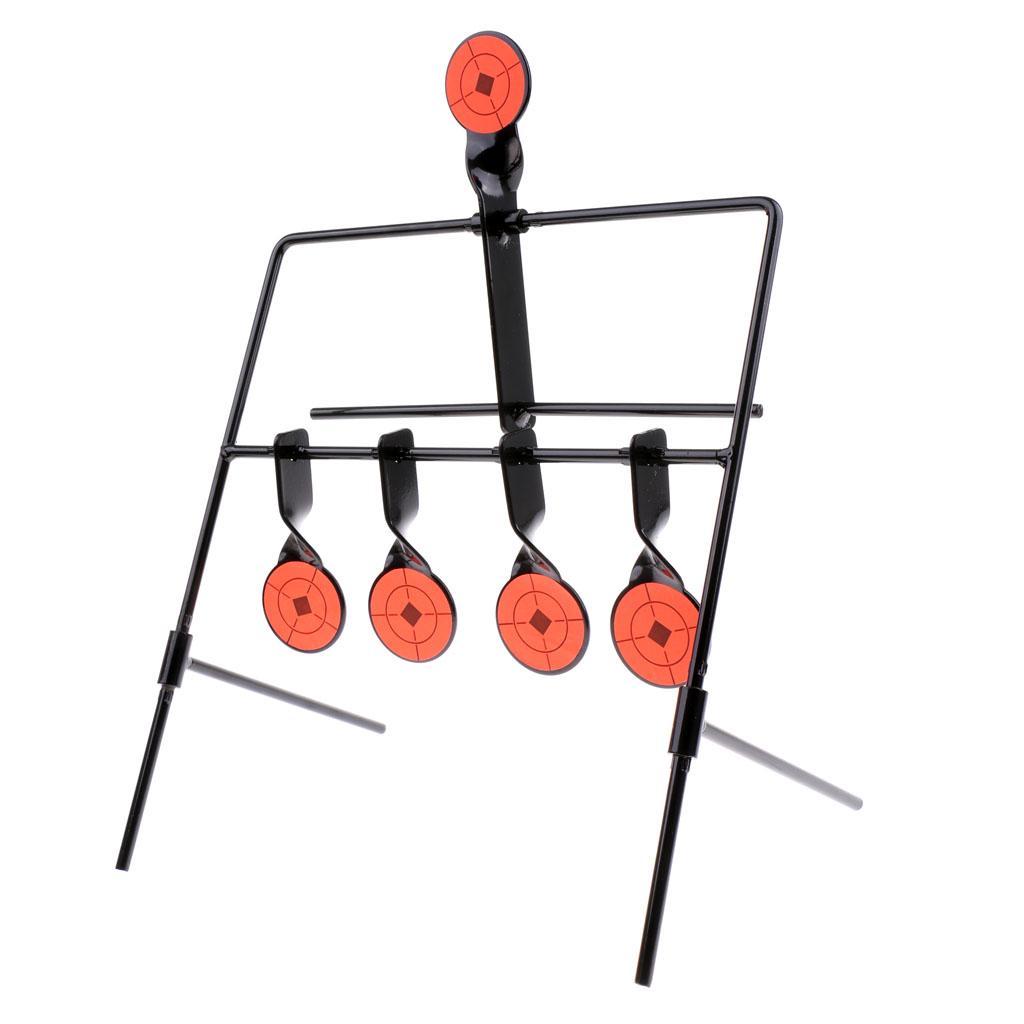 5 Targets Self Resetting Spinning Shooting Target Metal Target Stand Set