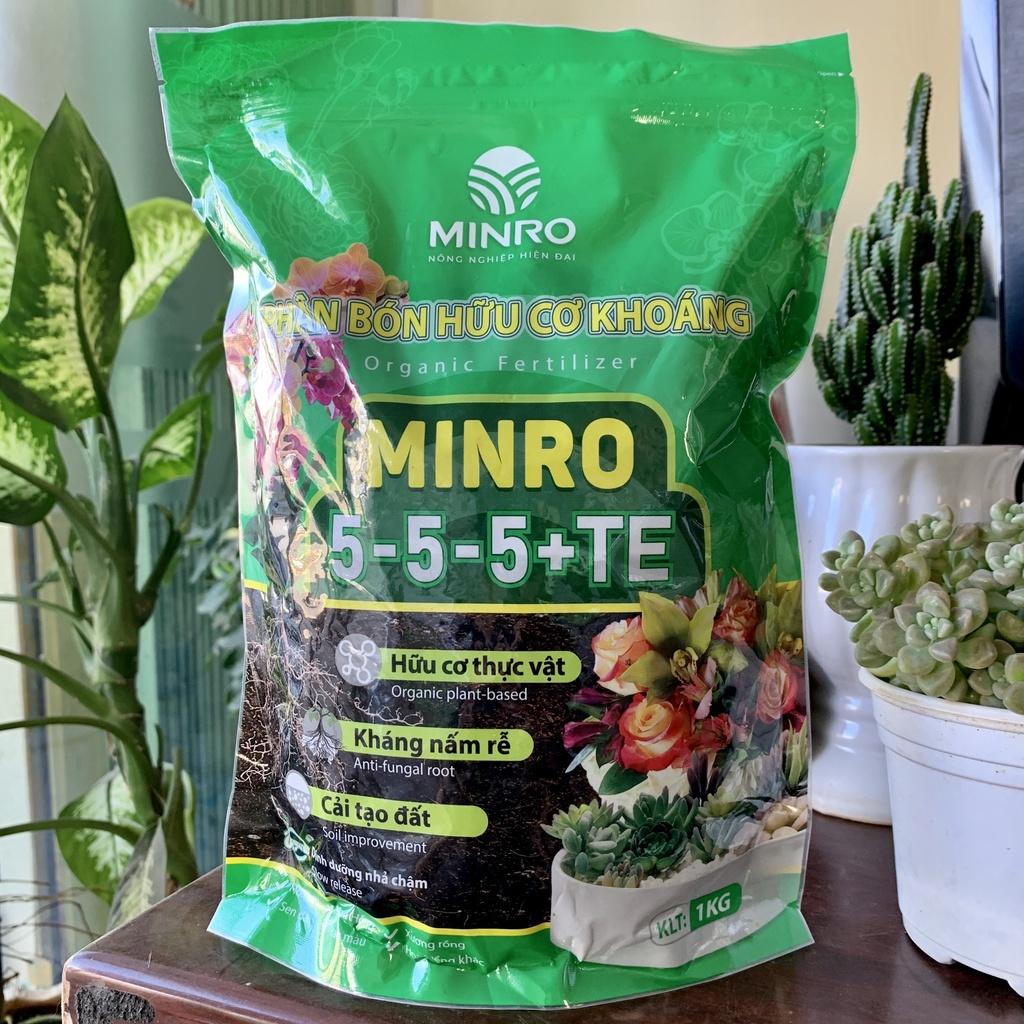 Phân Bón Hữu Cơ Khoáng Minro 5 - 5 - 5 + TE kháng nấm rễ, cải tạo đất Gói 1kg