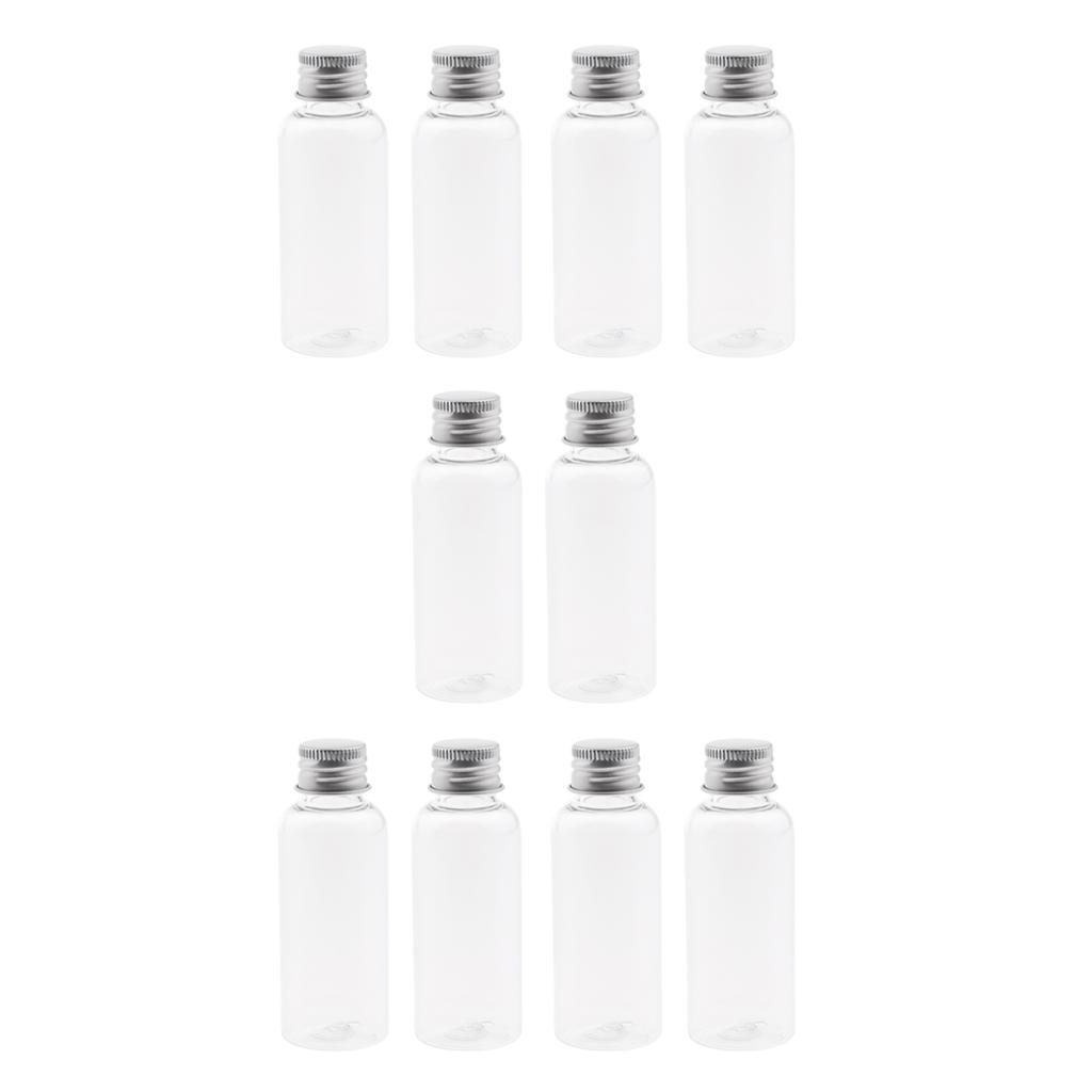 10 x 50ml Clear  Bottle Liquid Sampling Vials Aluminum   Refillable