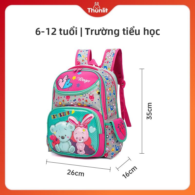Ba lô vải oxford in họa tiết hoạt hình chống thấm nước đáng yêu dành cho bé gái từ 6-12 tuổi