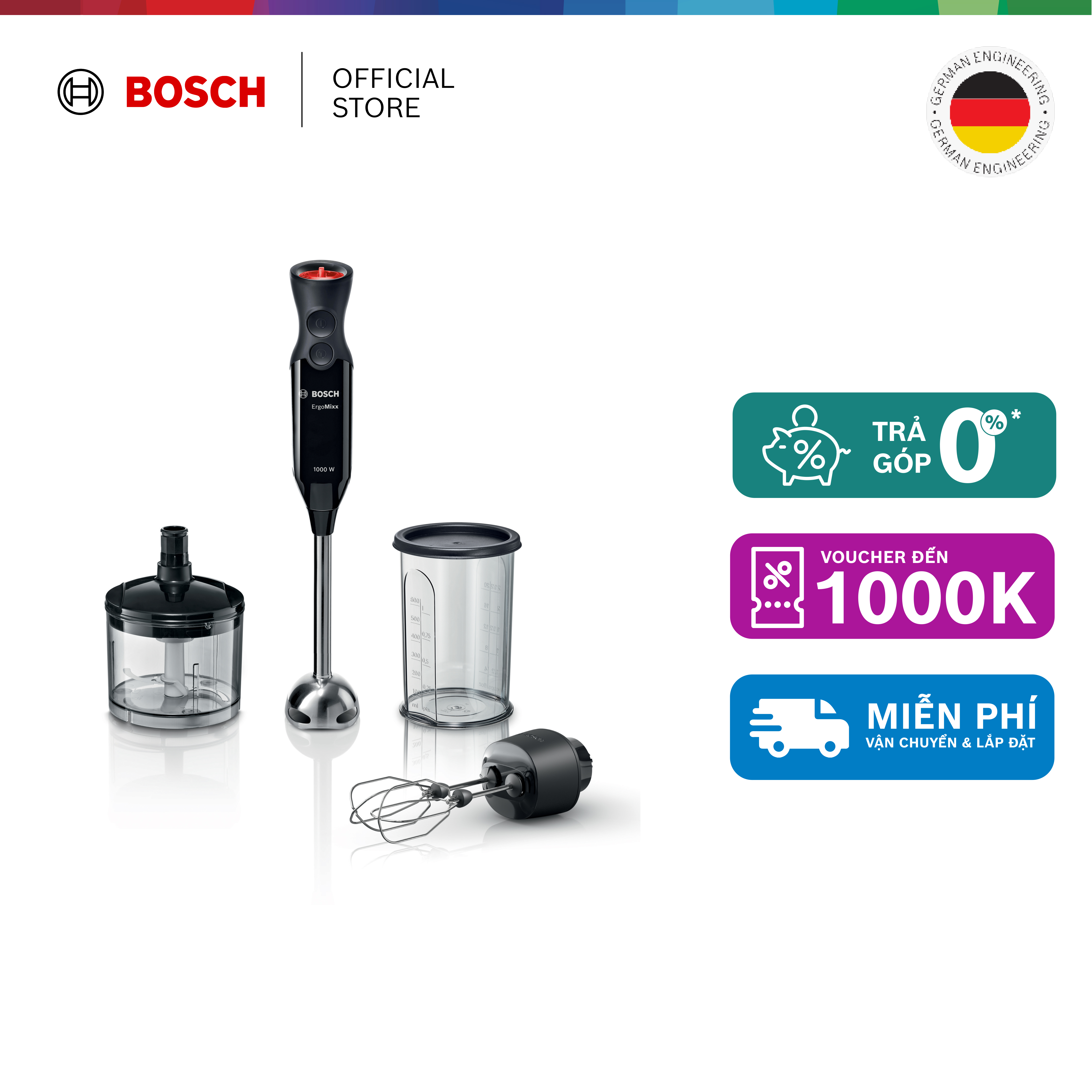 Máy xay sinh tố cầm tay MS6CB6157 ErgoMixx 1000W 12 tốc độ - Hàng chính hãng