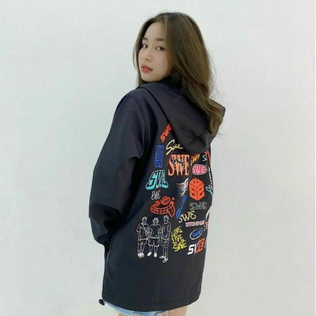 Áo Khoác Dù SWE LOGOS Ulzzang Nam Nữ Unisex Form Rộng Jacket, khoác dù unisex ulzzang street style chống nắng