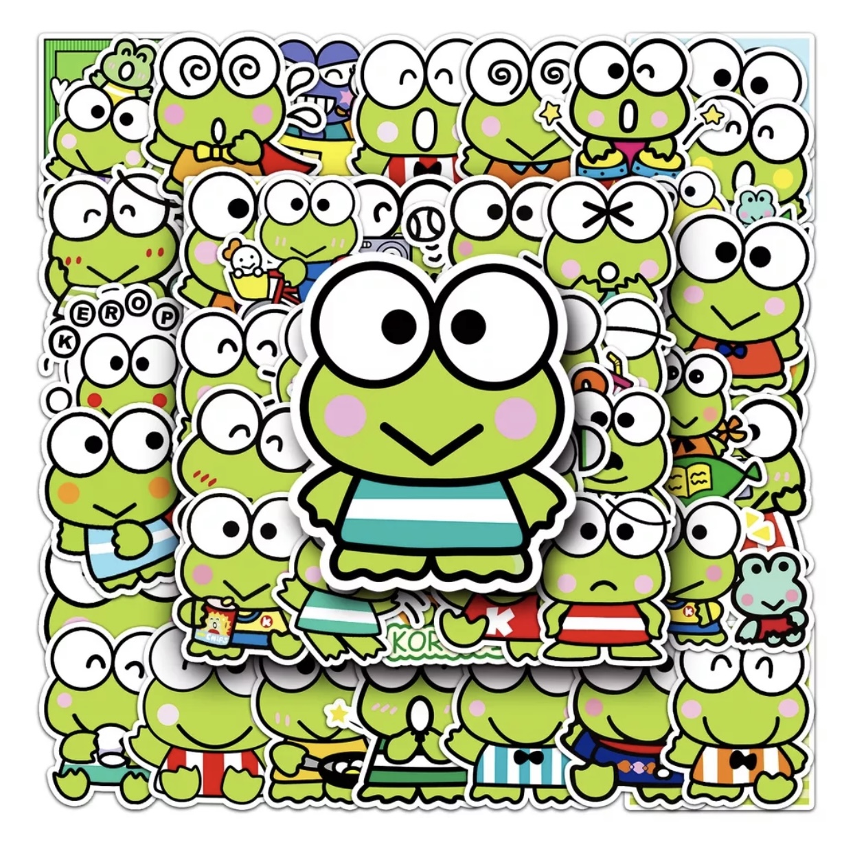 Bộ 50 Miếng Dán Hình Sanrio Keroppi Vui Nhộn Chống Thấm Nước Trang Trí Bình Nước/Laptop/Sổ tay…