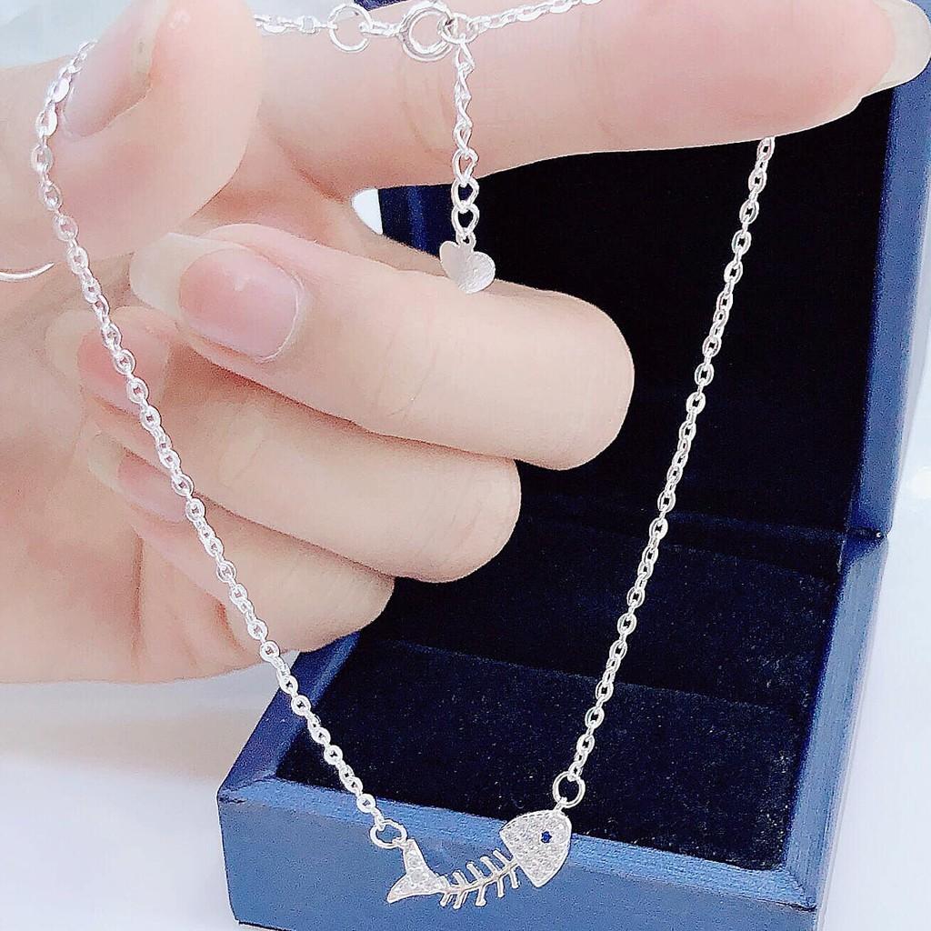 Lắc chân bạc xinh xắn dễ thương hình charm nghộ nghĩnh