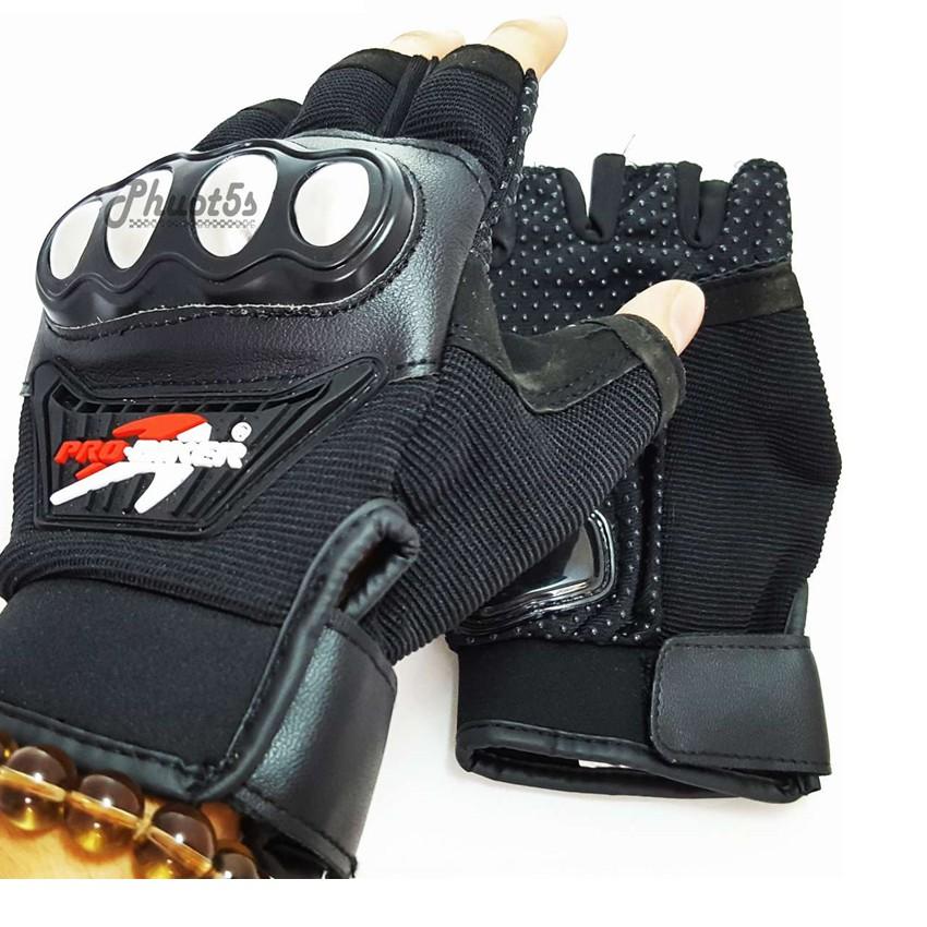 Găng tay hở ngón PRO Biker 206374 tặng móc khóa da thật