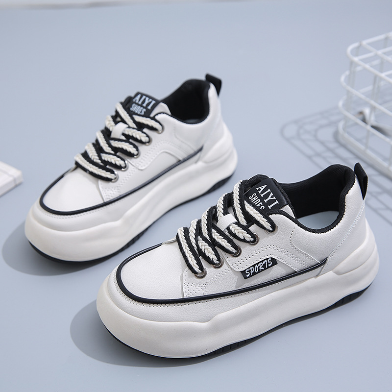 Giày thể thao nữ GEMI - giày ullzzang màu viền đen- trắng, giày sneaker bánh mì, độn đế- M7088
