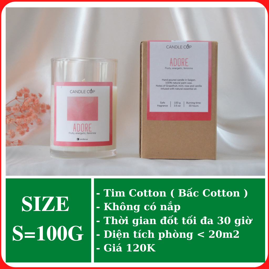 Nến thơm AGAYA CUP (Candle Cup) mùi Adore - Nến thơm tinh dầu thiên nhiên hương thơm trái cây ngọt ngào tự nhiên