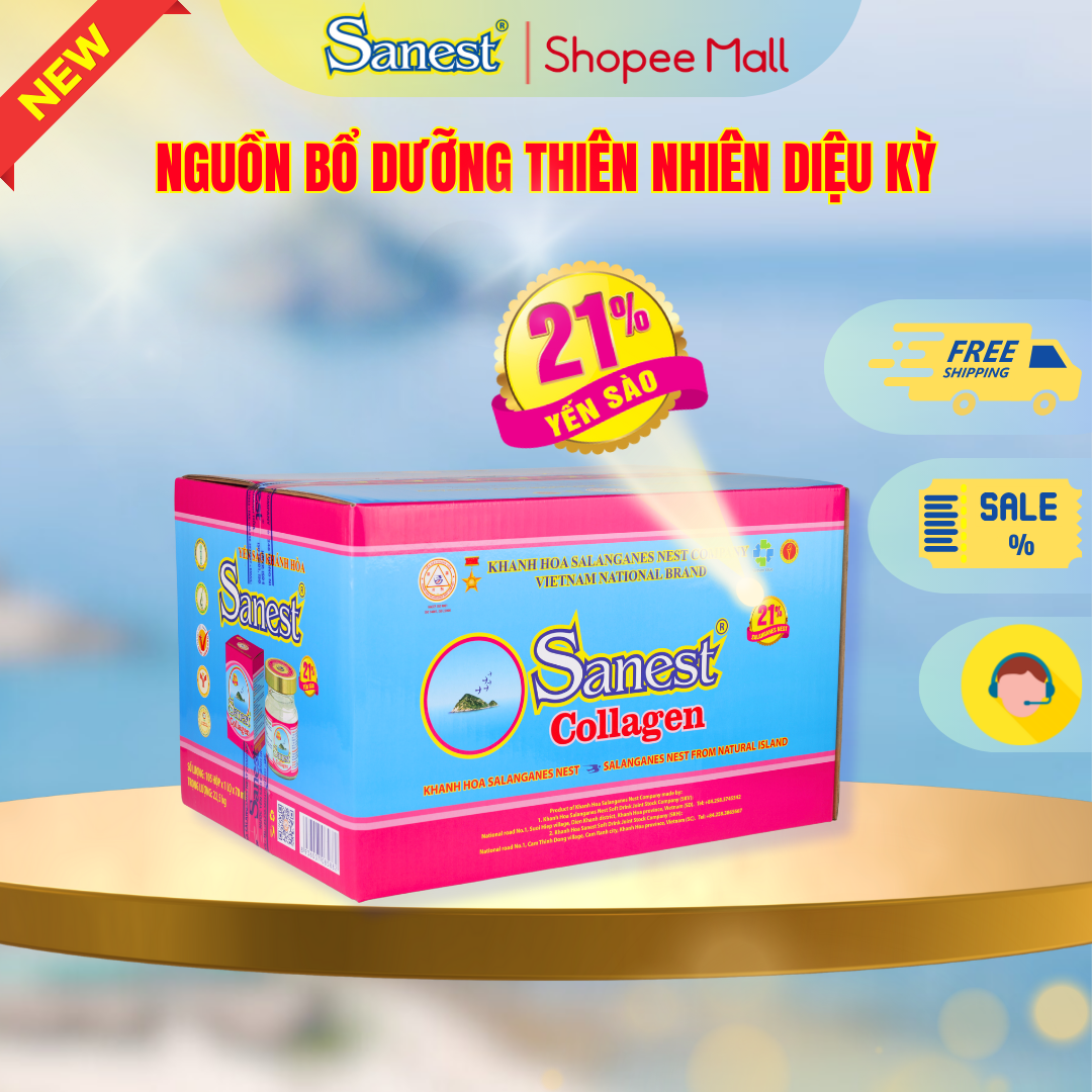 NEW [ Combo 60 lọ] Nước Yến sào Khánh Hòa Sanest 21% - Collagen