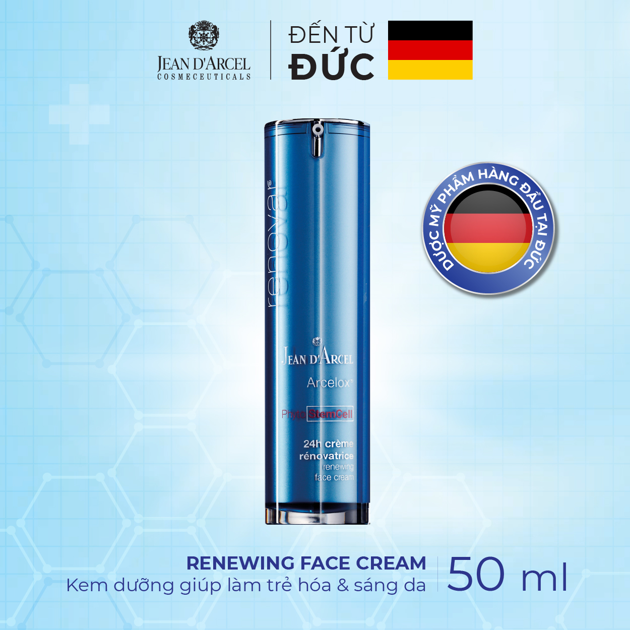 J27L Kem dưỡng trẻ hóa và sáng da (tế bào gốc) - Renewing Face Cream Stemcell 50ml - Jean d'Arcel