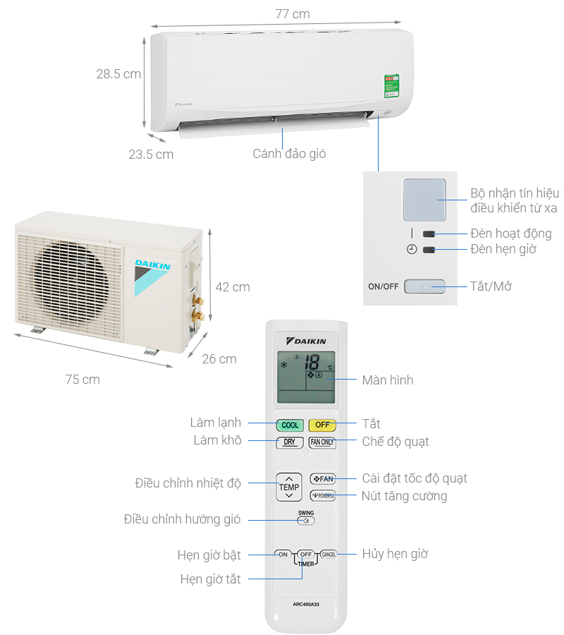 [Miễn phí công lắp] Model mới 2023 - Máy Lạnh Daikin FTF25XAV1V 1HP (9000 BTU) - Bền bỉ - Luồng gió dễ chịu - HÀNG CHÍNH HÃNG