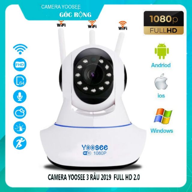Camera IP siêu nét Full HD 1080P, đàm thoại 2 chiều Yoosee 3 Anten 2.0 - Hàng chính hãng