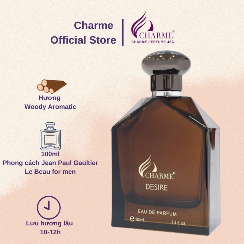 Nước hoa nam thơm lâu, Charme Desire, mùi hương tươi mát, mạnh mẽ, cho chàng năng động,100ml