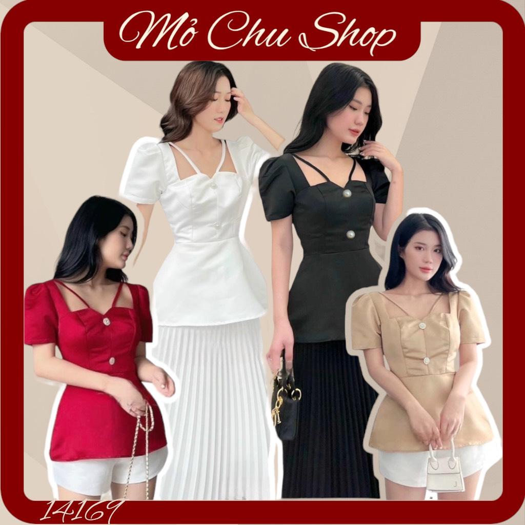 ÁO PEPLUM TAPTA PHỐI NÚT  14169