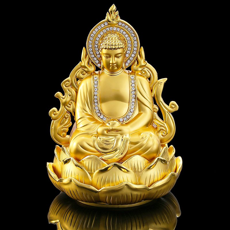 Tượng Phật A Di Đà bằng hợp kim mạ vàng để xe ô tô C13