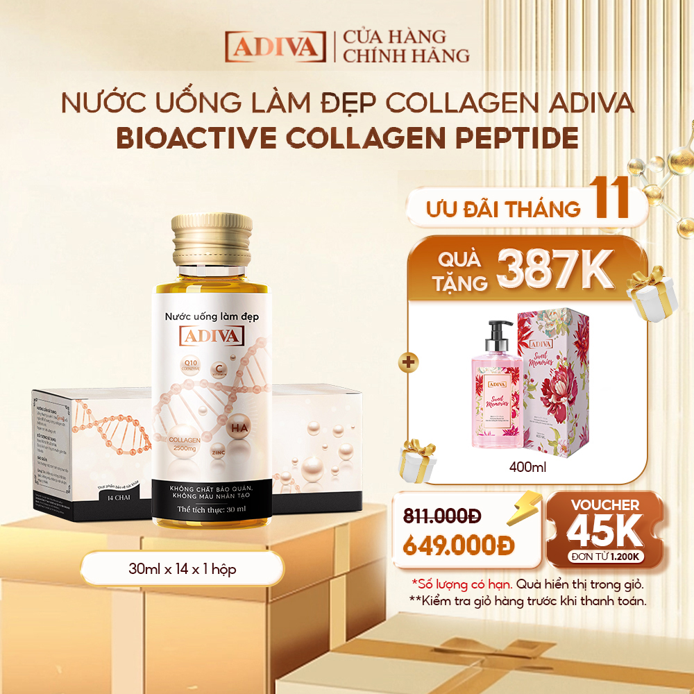 Nước uống làm đẹp Collagen Adiva (14 lọ x30ml/ Hộp )