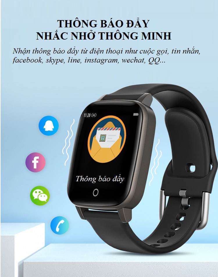 Đồng Hồ Thông Minh Smartwatch T1.QW18T Theo Dõi Sức Khỏe, Tích Hợp Chế Độ Đo Thân Nhiệt