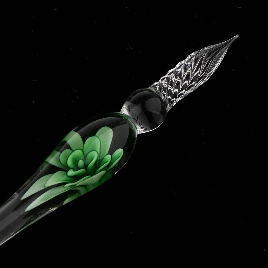 Crystal Glass Dip Pen Signature Pen Pen for School Office Stationery Green