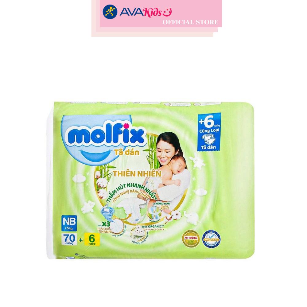 Tã dán Molfix thiên nhiên size NB 70 + 6 miếng (Dưới 5 kg)