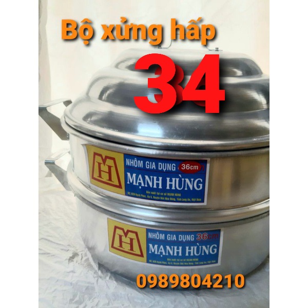 (Có Video SP)Bộ xửng hấp nhôm 2 tầng size 34 cm,Bộ xửng hấp bánh bao size 34,xửng hấp bánh 34 hấp, củ, quả