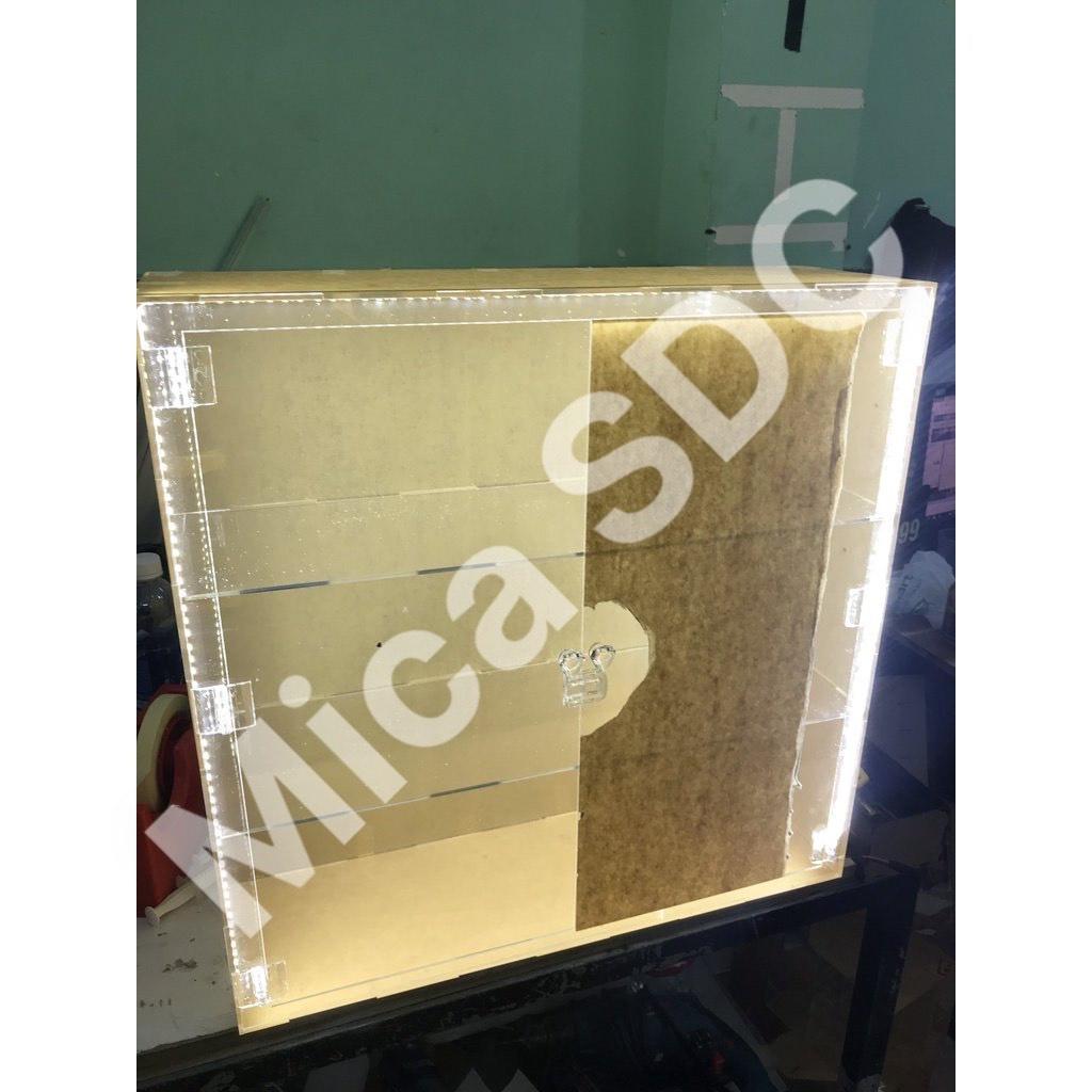 Tủ trưng bày mica 3mm kèm led-Tủ mỹ phẩm 3 tầng 50x16x50cm