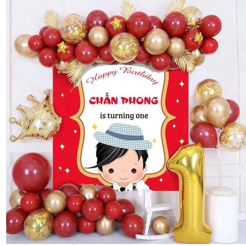 Set Bóng Sinh Nhật Kèm Phông In Tên Bé { Tặng KÈM Bơm + Băng Keo }